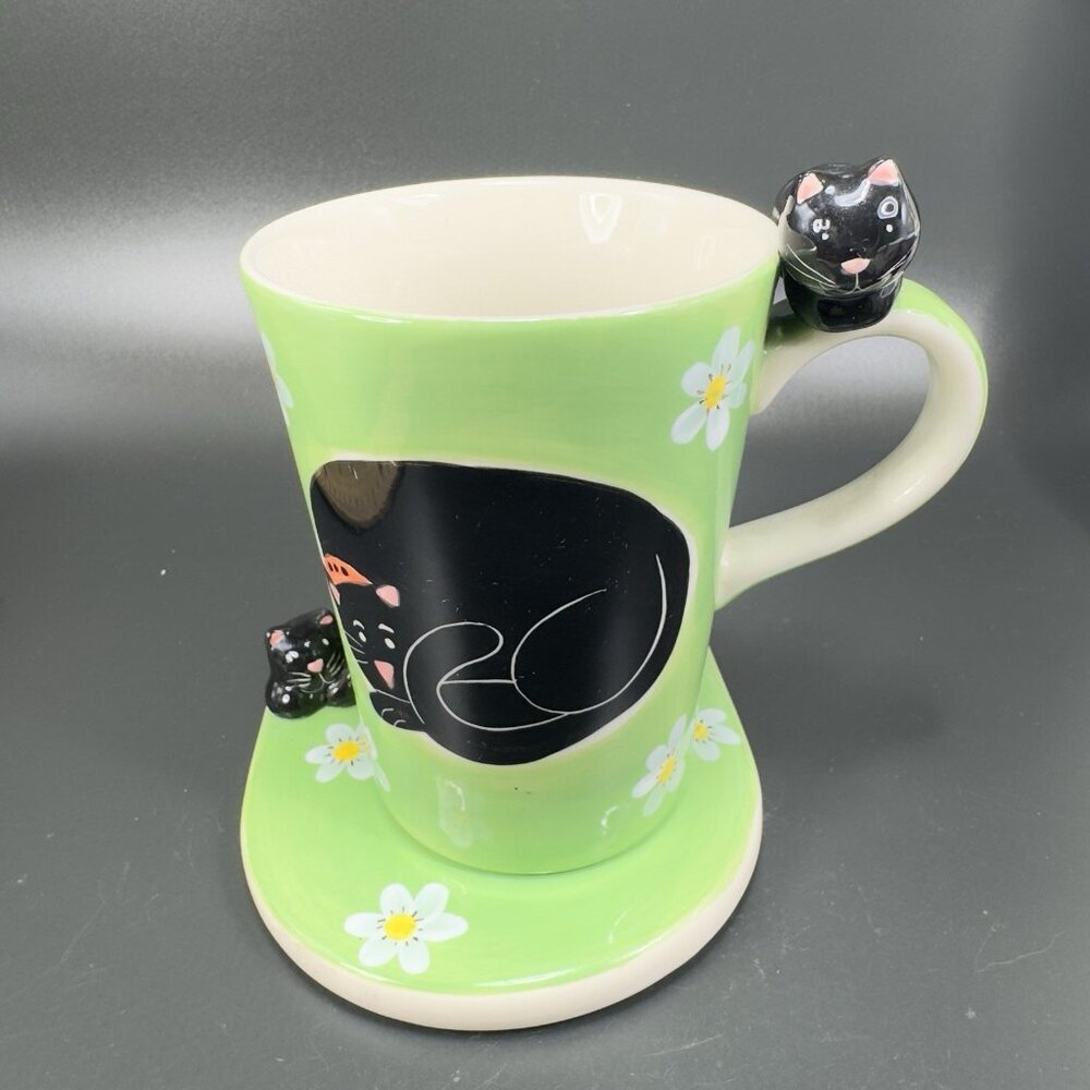 Herman Dodge & Son Homestead Collection Ceramic Kitty Cat Coffee Mug Cup Coaster - Picture 5 of 14